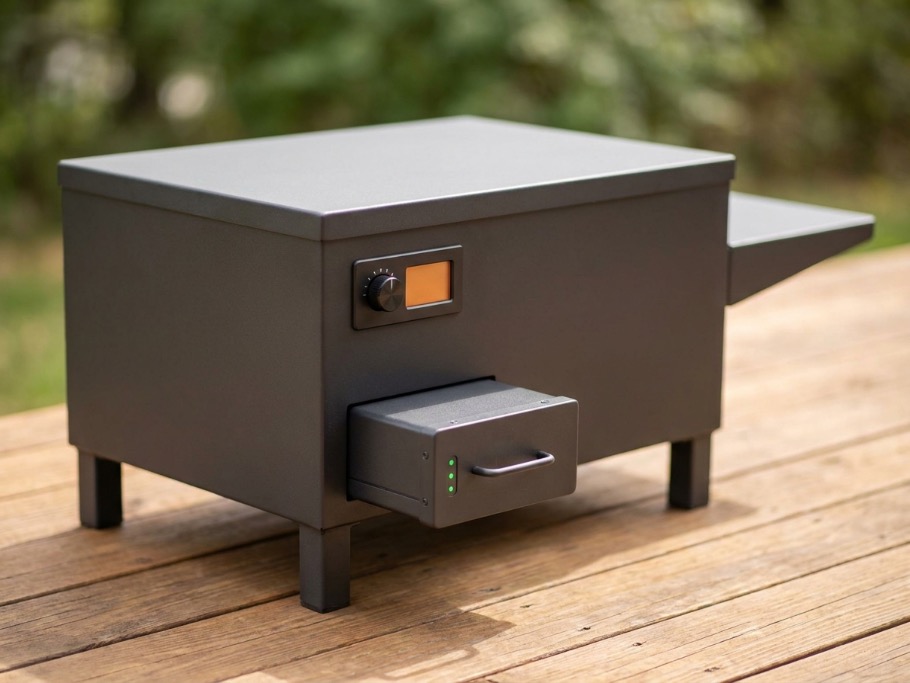 Pit Boss Portable Battery Powered style compact pellet grill with side carry handles