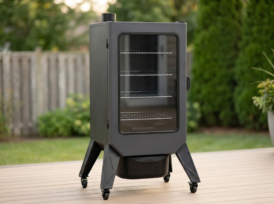 Pit Boss Pro Series II 4-Series style compact vertical pellet smoker with viewing window